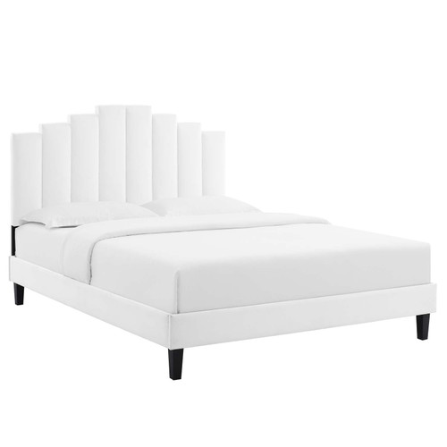 Elise Full Performance Velvet Platform Bed MOD-6877-WHI