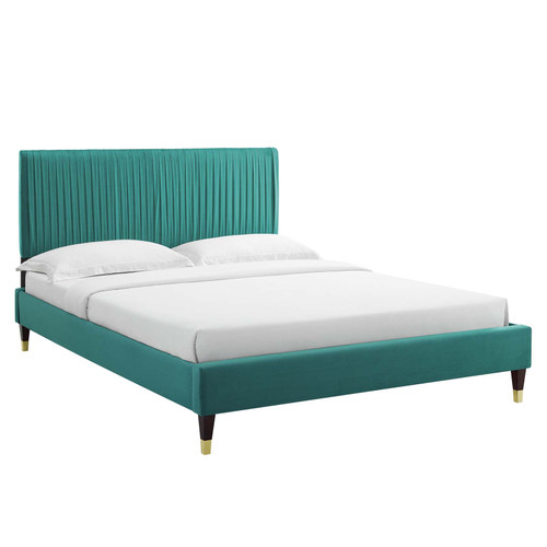 Peyton Performance Velvet Twin Platform Bed MOD-6866-TEA