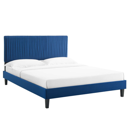 Peyton Performance Velvet Twin Platform Bed MOD-6867-NAV