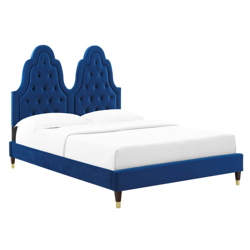 Alexandria Tufted Performance Velvet Queen Platform Bed MOD-6764-NAV