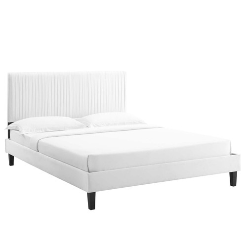 Peyton Performance Velvet Twin Platform Bed MOD-6867-WHI