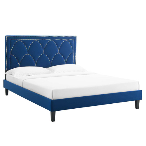 Kendall Performance Velvet Queen Bed MOD-6591-NAV