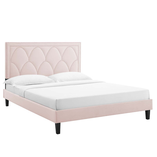 Kendall Performance Velvet Queen Bed MOD-6591-PNK