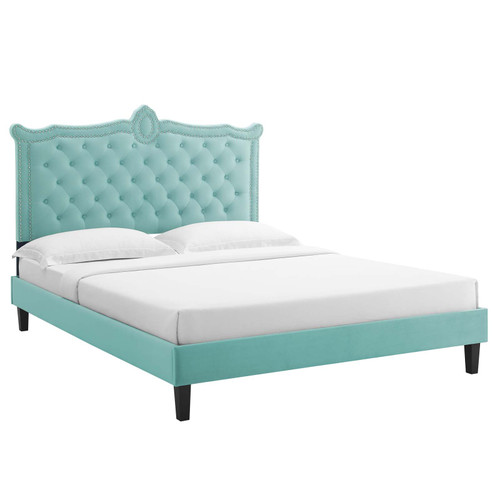 Clara Performance Velvet Queen Platform Bed MOD-6594-MIN