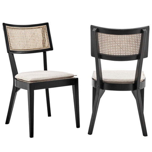 Caledonia Wood Dining Chair Set of 2 EEI-6080-BLK-BEI