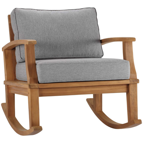 Marina Outdoor Patio Teak Rocking Chair EEI-4177-NAT-GRY