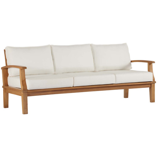 Marina Outdoor Patio Teak Sofa EEI-4176-NAT-WHI