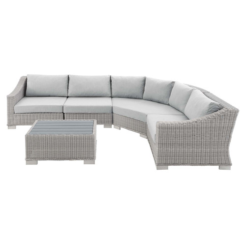 Conway Sunbrella® Outdoor Patio Wicker Rattan 5-Piece Sectional Sofa Set EEI-4357-LGR-GRY