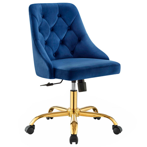 Distinct Tufted Swivel Performance Velvet Office Chair EEI-4368-GLD-NAV