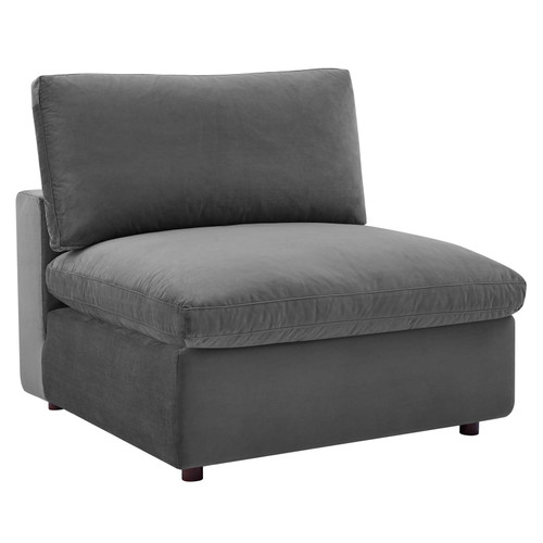 Commix Down Filled Overstuffed Performance Velvet Armless Chair EEI-4367-GRY