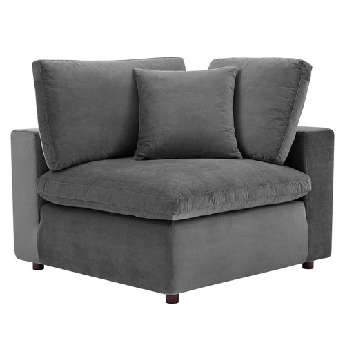 Commix Down Filled Overstuffed Performance Velvet Corner Chair EEI-4366-GRY