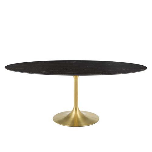 Lippa 78" Oval Artificial Marble Dining Table EEI-5528-GLD-BLK