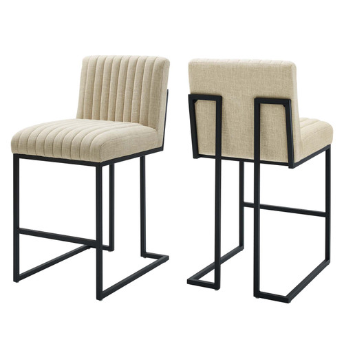 Indulge Channel Tufted Fabric Counter Stools - Set of 2 EEI-5741-BEI