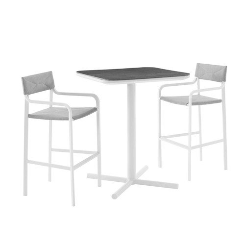 Raleigh 3 Piece Outdoor Patio Aluminum Bar Set EEI-3798-WHI-GRY