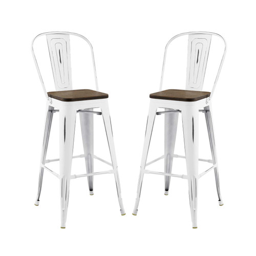 Promenade Bar Stool Metal Set of 2 EEI-3899-WHI