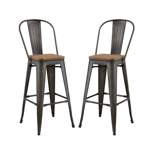 Promenade Bar Stool Metal Set of 2 EEI-3899-BRN