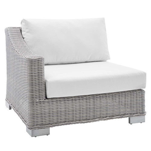 Conway Sunbrella® Outdoor Patio Wicker Rattan Left-Arm Chair EEI-3975-LGR-WHI
