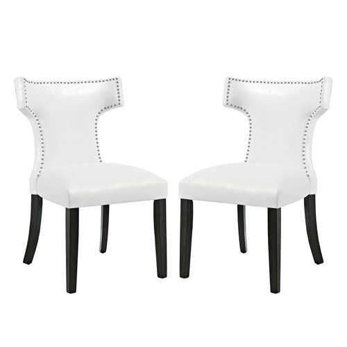 Curve Dining Chair Vinyl Set of 2 EEI-3949-WHI