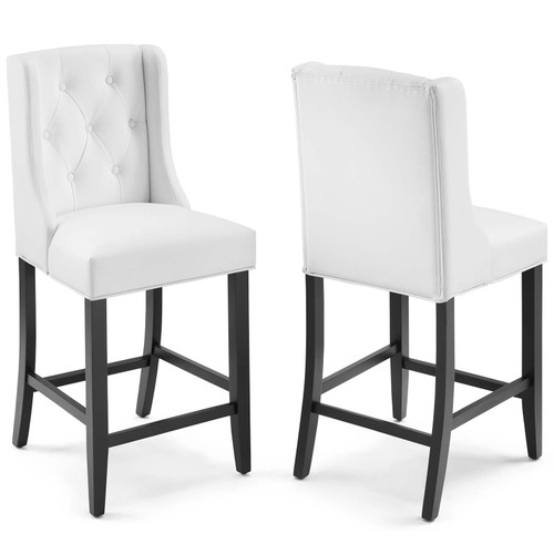 Baronet Counter Bar Stool Faux Leather Set of 2 EEI-4021-WHI