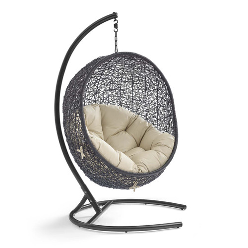 Encase Sunbrella® Swing Outdoor Patio Lounge Chair EEI-3943-BLK-BEI