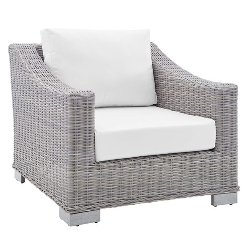 Conway Sunbrella® Outdoor Patio Wicker Rattan Armchair EEI-3972-LGR-WHI