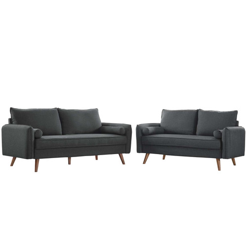 Revive Upholstered Fabric Sofa and Loveseat Set EEI-4047-GRY-SET