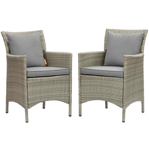 Conduit Outdoor Patio Wicker Rattan Dining Armchair Set of 2 EEI-4027-LGR-GRY