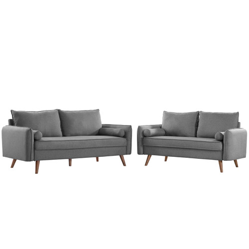 Revive Upholstered Fabric Sofa and Loveseat Set EEI-4047-LGR-SET