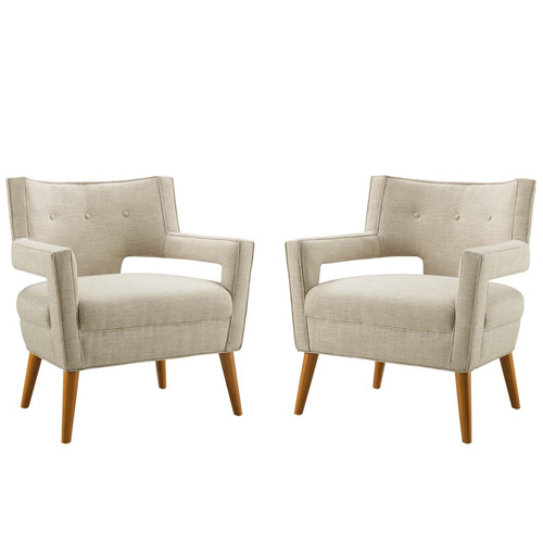 Sheer Upholstered Fabric Armchair Set of 2 EEI-4082-SAN
