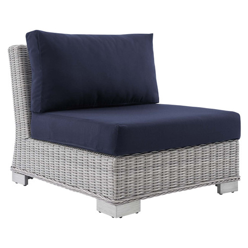 Conway Sunbrella® Outdoor Patio Wicker Rattan Armless Chair EEI-3980-LGR-NAV