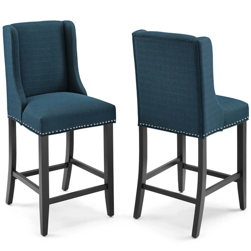 Baron Counter Stool Upholstered Fabric Set of 2 EEI-4016-AZU