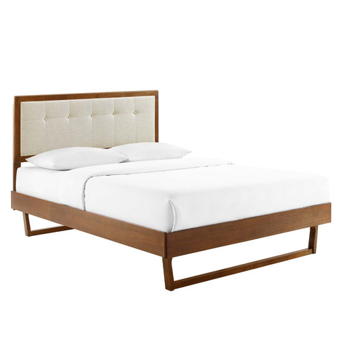 Willow Queen Wood Platform Bed With Angular Frame MOD-6384-WAL-BEI