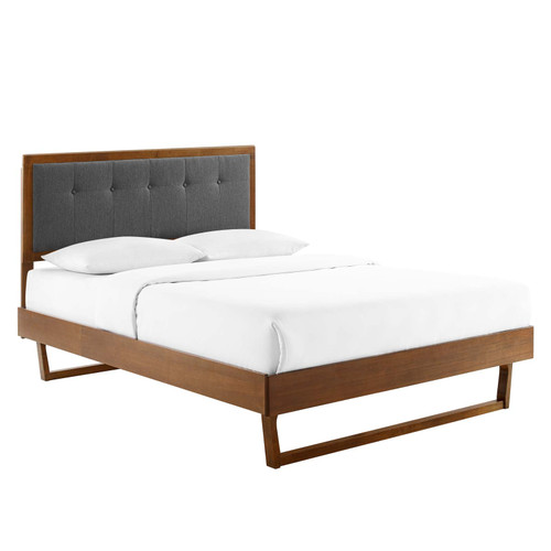 Willow Queen Wood Platform Bed With Angular Frame MOD-6384-WAL-CHA