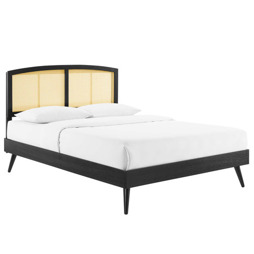 Sierra Cane and Wood Queen Platform Bed With Splayed Legs MOD-6376-BLK