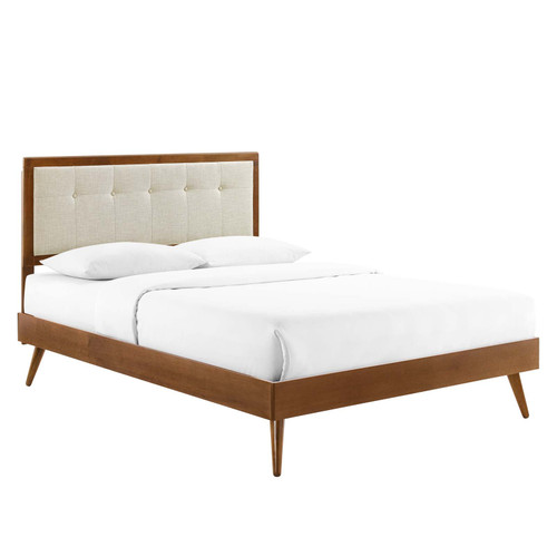 Willow Queen Wood Platform Bed With Splayed Legs MOD-6385-WAL-BEI