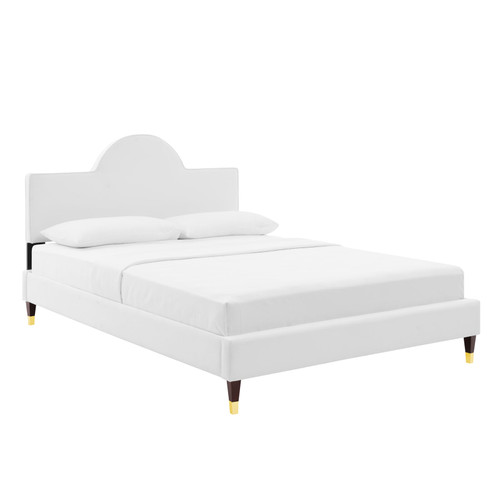 Aurora Performance Velvet Queen Bed MOD-6517-WHI