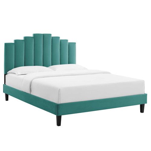 Elise Queen Performance Velvet Platform Bed MOD-6692-TEA