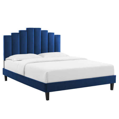 Elise Queen Performance Velvet Platform Bed MOD-6692-NAV