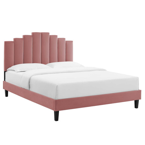 Elise Queen Performance Velvet Platform Bed MOD-6692-DUS