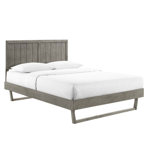 Alana Full Wood Platform Bed With Angular Frame MOD-6616-GRY
