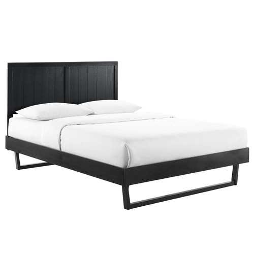 Alana Full Wood Platform Bed With Angular Frame MOD-6616-BLK