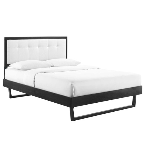 Willow King Wood Platform Bed With Angular Frame MOD-6635-BLK-WHI