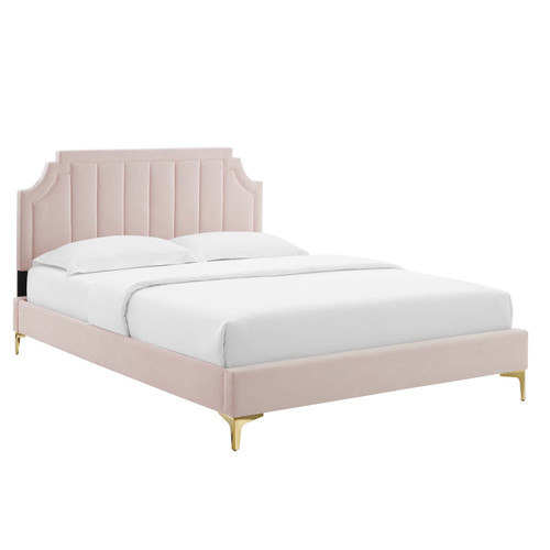 Sienna Performance Velvet Queen Platform Bed MOD-6712-PNK