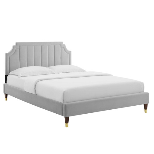 Sienna Performance Velvet Queen Platform Bed MOD-6713-LGR