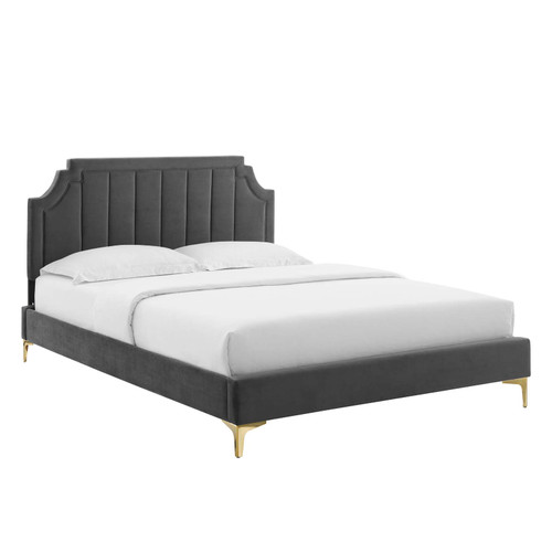 Sienna Performance Velvet Queen Platform Bed MOD-6712-CHA