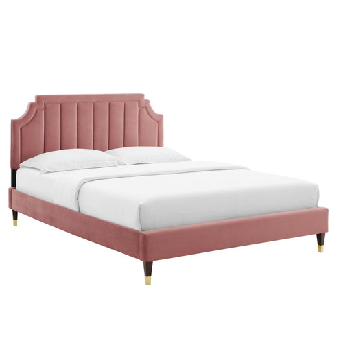 Sienna Performance Velvet Queen Platform Bed MOD-6713-DUS