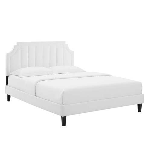 Sienna Performance Velvet Queen Platform Bed MOD-6714-WHI