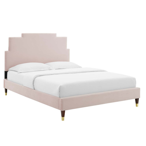 Lindsey Performance Velvet Queen Platform Bed MOD-6704-PNK