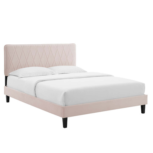 Phillipa Performance Velvet Queen Platform Bed MOD-6708-PNK