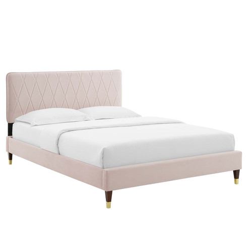 Phillipa Performance Velvet Queen Platform Bed MOD-6707-PNK